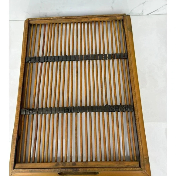 Large Bamboo Rattan Tray Sturdy Heavy Duty Handcrafted with Handles Matte Brown - Picture 5 of 8